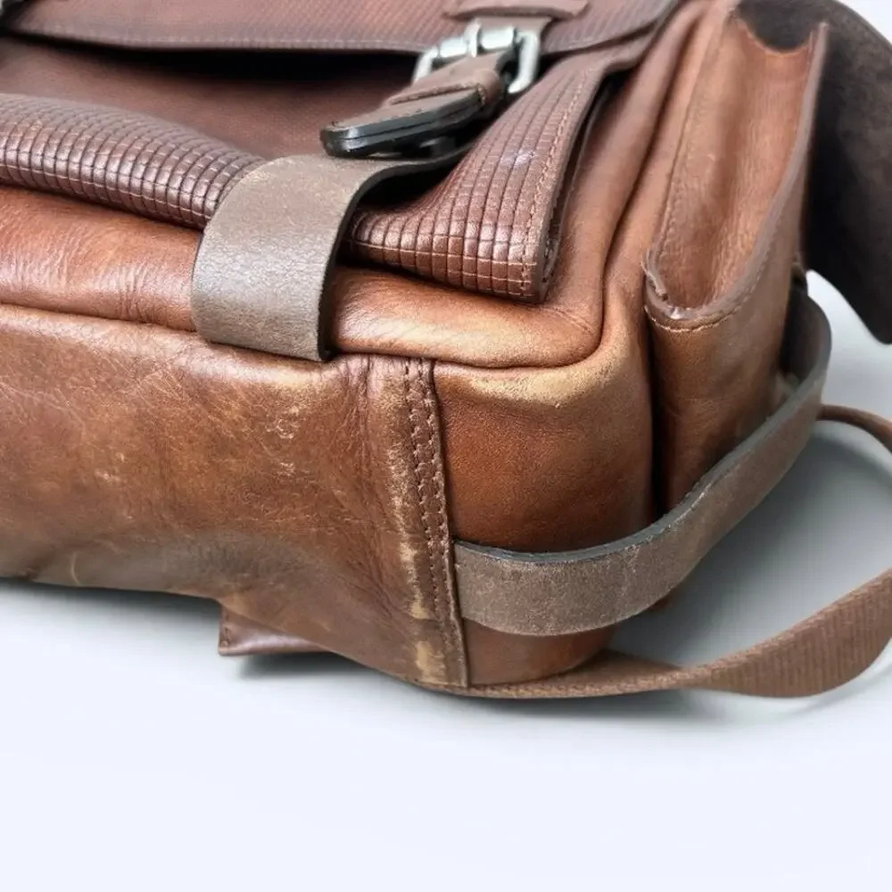 Velez Genuine Leather Archaeology Backpack Satchel Brown Multi-Pocket Laptop Bag